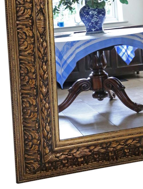 ANTIQUE 19TH CENTURY VERY LARGE GILT OVERMANTLE MIRROR FINE QUALITY - ADDITIONAL PHOTO 5