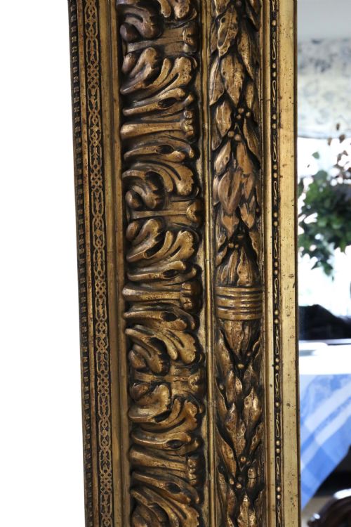 ANTIQUE 19TH CENTURY VERY LARGE GILT OVERMANTLE MIRROR FINE QUALITY - ADDITIONAL PHOTO 6
