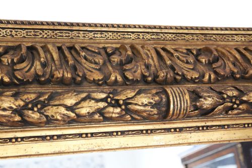 ANTIQUE 19TH CENTURY VERY LARGE GILT OVERMANTLE MIRROR FINE QUALITY - ADDITIONAL PHOTO 7