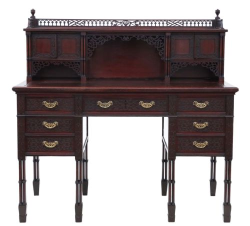 fig 2. Antique Victorian Mahogany Twin Pedestal Desk by Edwards & Roberts - High Quality