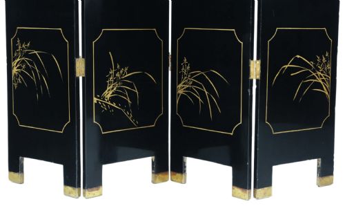 ANTIQUE C1900 LARGE VICTORIAN CHINOISERIE BLACK LACQUER PAPIER MCH DRESSING SCREEN FINE QUALITY - ADDITIONAL PHOTO 10