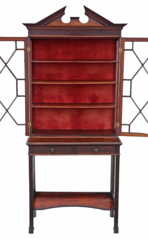 19TH CENTURY ANTIQUE MAHOGANY CHINOISERIE PIER DISPLAY CABINET EDWARDS ROBERTS - ADDITIONAL PHOTO 6