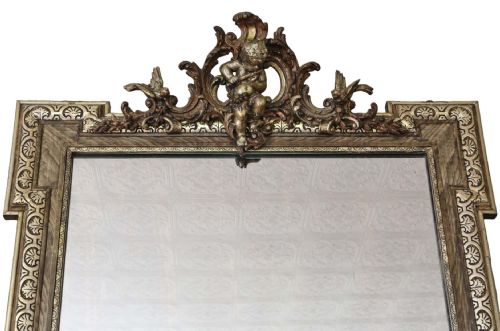 ANTIQUE LARGE C1900 GILT OVERMANTLE MIRROR HIGHQUALITY ORNATE DESIGN - ADDITIONAL PHOTO 1