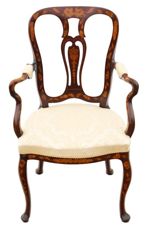 fig 2. Antique Fine Quality 18th Century Dutch Marquetry Armchair