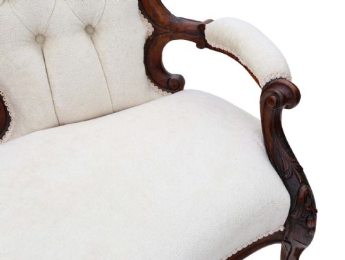 ANTIQUE VICTORIAN C1860 WALNUT CHAISE LONGUE ELEGANT 19TH CENTURY SEATING - ADDITIONAL PHOTO 1