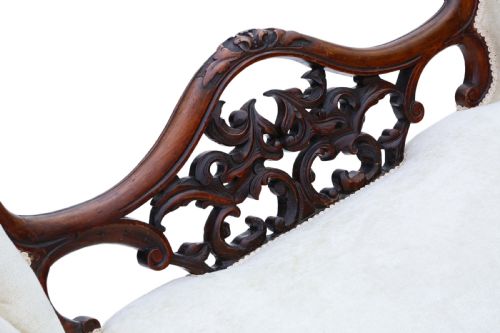ANTIQUE VICTORIAN C1860 WALNUT CHAISE LONGUE ELEGANT 19TH CENTURY SEATING - ADDITIONAL PHOTO 3
