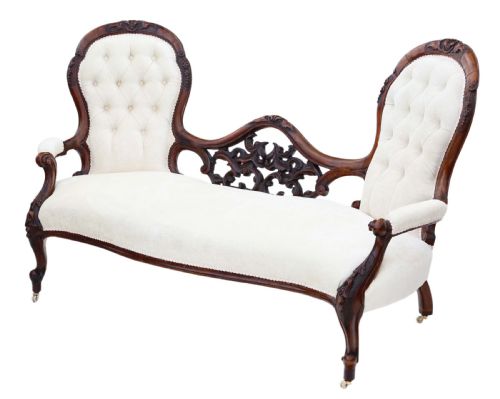 ANTIQUE VICTORIAN C1860 WALNUT CHAISE LONGUE ELEGANT 19TH CENTURY SEATING - ADDITIONAL PHOTO 5