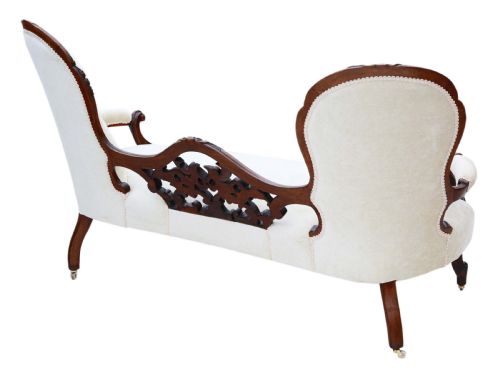 ANTIQUE VICTORIAN C1860 WALNUT CHAISE LONGUE ELEGANT 19TH CENTURY SEATING - ADDITIONAL PHOTO 9