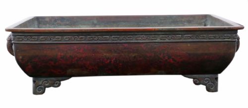 ANTIQUE CIRCA 1880 JAPANESE BRONZE BOWL PLANTER MEIJI PERIOD 19TH CENTURY - ADDITIONAL PHOTO 1
