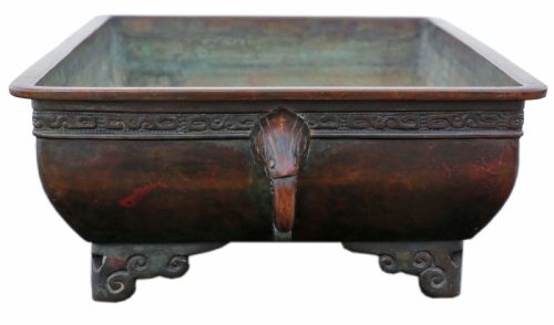 ANTIQUE CIRCA 1880 JAPANESE BRONZE BOWL PLANTER MEIJI PERIOD 19TH CENTURY - ADDITIONAL PHOTO 3