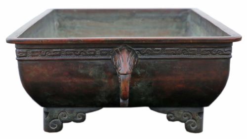 ANTIQUE CIRCA 1880 JAPANESE BRONZE BOWL PLANTER MEIJI PERIOD 19TH CENTURY - ADDITIONAL PHOTO 4