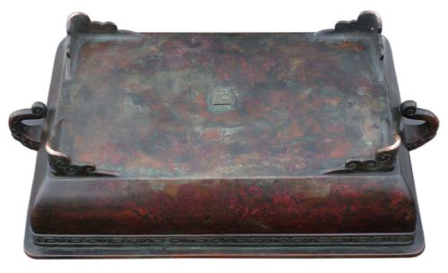 ANTIQUE CIRCA 1880 JAPANESE BRONZE BOWL PLANTER MEIJI PERIOD 19TH CENTURY - ADDITIONAL PHOTO 6