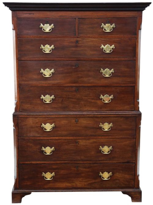 fig 1. Antique 18th Century Mahogany Tallboy – Chest-on-Chest of Drawers, Fine Quality
