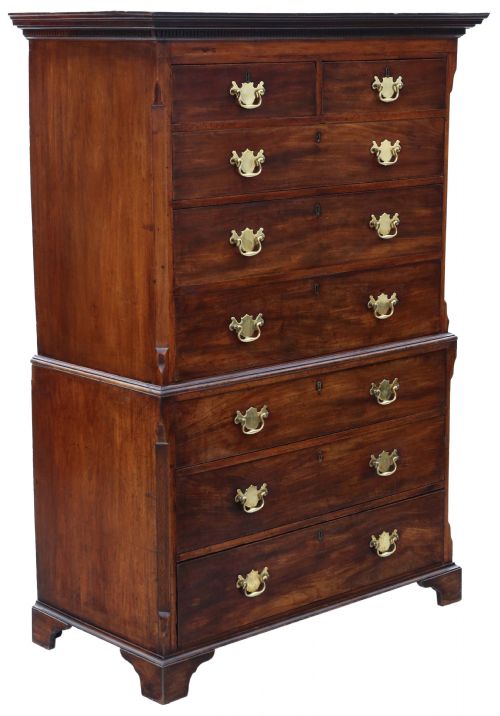 fig 2. Antique 18th Century Mahogany Tallboy – Chest-on-Chest of Drawers, Fine Quality