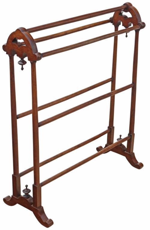 fig 1. Antique 19th Century Victorian Mahogany Towel Rail Stand – Fine Quality