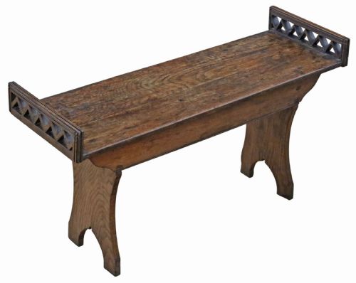 ANTIQUE 19TH CENTURY ARTS CRAFTS OAK ELM WINDOW SEAT FINE QUALITY - ADDITIONAL PHOTO 1