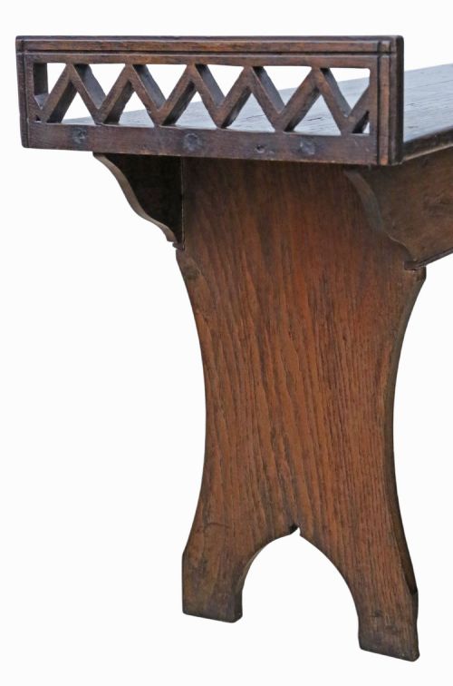 ANTIQUE 19TH CENTURY ARTS CRAFTS OAK ELM WINDOW SEAT FINE QUALITY - ADDITIONAL PHOTO 3