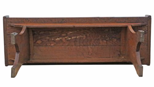 ANTIQUE 19TH CENTURY ARTS CRAFTS OAK ELM WINDOW SEAT FINE QUALITY - ADDITIONAL PHOTO 4