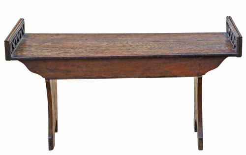 ANTIQUE 19TH CENTURY ARTS CRAFTS OAK ELM WINDOW SEAT FINE QUALITY - ADDITIONAL PHOTO 5