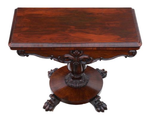 fig 1. Very Fine quality Regency folding rosewood card tea console table C1825 - 19th Century
