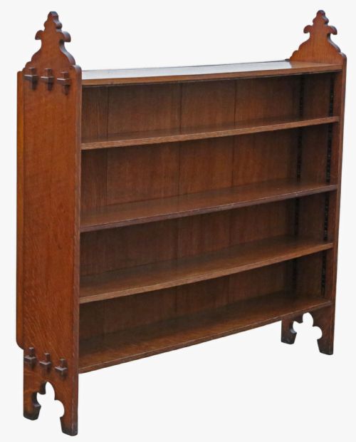 ANTIQUE 19TH CENTURY VICTORIAN GOTHIC ARTS CRAFTS ADJUSTABLE BOOKCASE FINE QUALITY - ADDITIONAL PHOTO 2