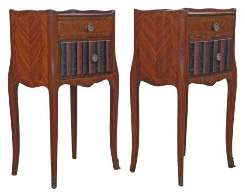 VINTAGE C1930 EARLY 20TH CENTURY FRENCH PAIR OF PARQUETRY BEDSIDE TABLES FINE QUALITY - ADDITIONAL PHOTO 2