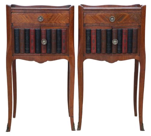VINTAGE C1930 EARLY 20TH CENTURY FRENCH PAIR OF PARQUETRY BEDSIDE TABLES FINE QUALITY - ADDITIONAL PHOTO 3