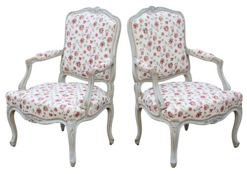 ANTIQUE C1900 FRENCH PAIR OF PAINTED ARMCHAIRS QUALITY PERIOD SEATING - ADDITIONAL PHOTO 2