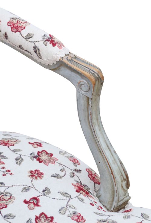 ANTIQUE C1900 FRENCH PAIR OF PAINTED ARMCHAIRS QUALITY PERIOD SEATING - ADDITIONAL PHOTO 4