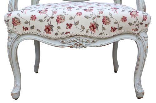 ANTIQUE C1900 FRENCH PAIR OF PAINTED ARMCHAIRS QUALITY PERIOD SEATING - ADDITIONAL PHOTO 6