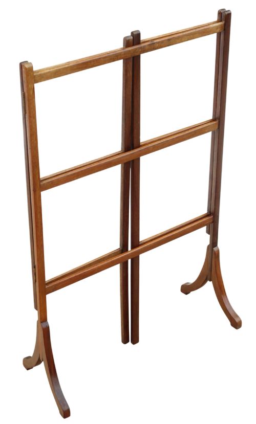 ANTIQUE 19TH CENTURY MAHOGANY FOLDING CLOTHES TOWEL RAIL QUALITY - ADDITIONAL PHOTO 1