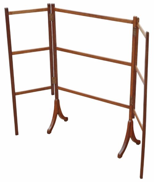 ANTIQUE 19TH CENTURY MAHOGANY FOLDING CLOTHES TOWEL RAIL QUALITY - ADDITIONAL PHOTO 4