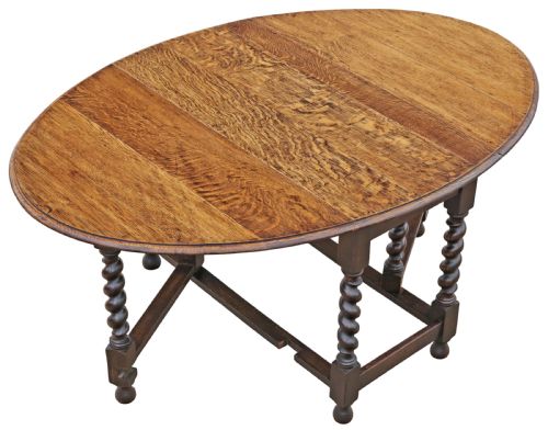 ANTIQUE C1920 OAK GATELEG DROPLEAF DINING TABLE LARGE FINE QUALITY - ADDITIONAL PHOTO 1