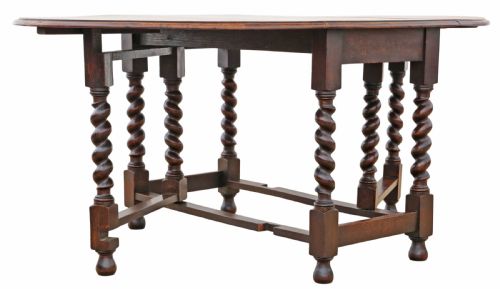 ANTIQUE C1920 OAK GATELEG DROPLEAF DINING TABLE LARGE FINE QUALITY - ADDITIONAL PHOTO 2