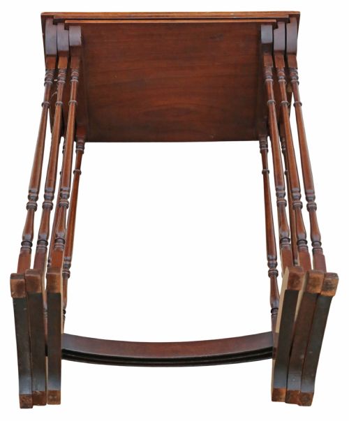 ANTIQUE 19TH CENTURY MAHOGANY NEST OF 3 TABLES YEW VENEER TOPS FINE QUALITY - ADDITIONAL PHOTO 9