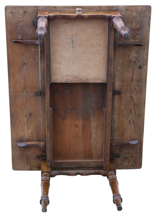 ANTIQUE 19TH CENTURY VICTORIAN PINE FRUITWOOD FOLDING KITCHEN TABLE WITH DRAWERS FINE QUALITY - ADDITIONAL PHOTO 9
