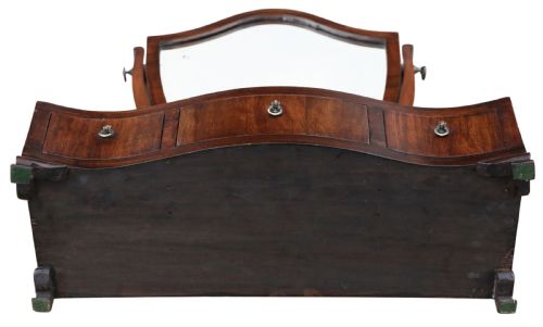 ANTIQUE 19TH CENTURY SERPENTINE MAHOGANY DRESSING TABLE MIRROR FINE QUALITY - ADDITIONAL PHOTO 6