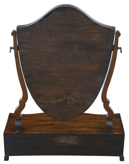 ANTIQUE 19TH CENTURY SERPENTINE MAHOGANY DRESSING TABLE MIRROR FINE QUALITY - ADDITIONAL PHOTO 7