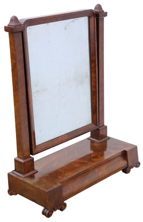 ANTIQUE 19TH CENTURY REGENCY MAHOGANY DRESSING TABLE MIRROR FINE QUALITY - ADDITIONAL PHOTO 1