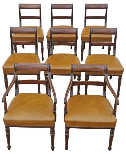fig 1. Antique Early 19th Century Fine Quality Set of 8 Georgian Dining Chairs