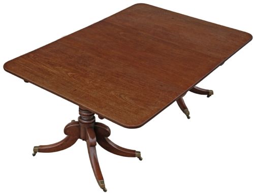 ANTIQUE EARLY 19TH CENTURY GEORGIAN TWIN PEDESTAL DINING TABLE FINE QUALITY - ADDITIONAL PHOTO 1