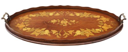 ANTIQUE 19TH CENTURY INLAID MAHOGANY SERVING TRAY - ADDITIONAL PHOTO 3