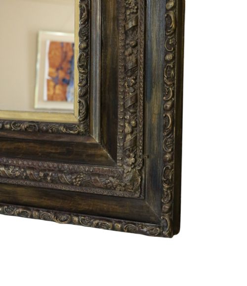 ANTIQUE 19TH CENTURY GILT OAK FINISHED WALL MIRROR FINE QUALITY - ADDITIONAL PHOTO 4