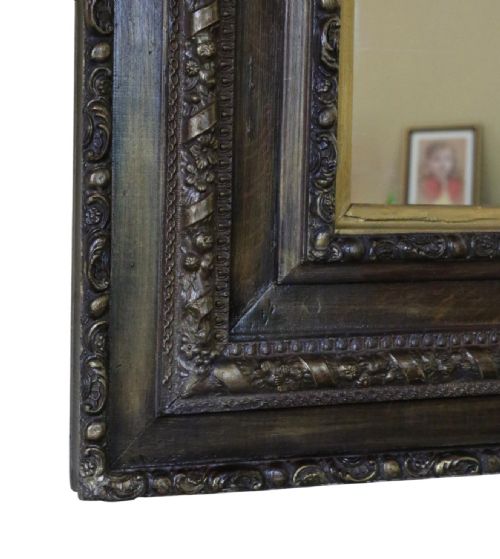 ANTIQUE 19TH CENTURY GILT OAK FINISHED WALL MIRROR FINE QUALITY - ADDITIONAL PHOTO 5