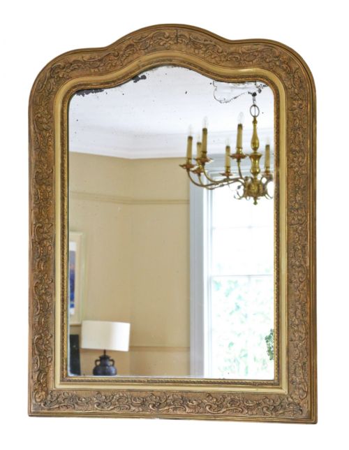 ANTIQUE 19TH CENTURY GILT OVERMANTLE MIRROR FINE QUALITY - ADDITIONAL PHOTO 1