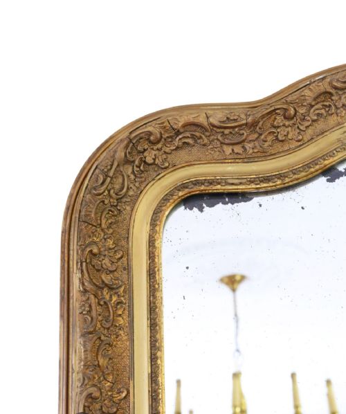 ANTIQUE 19TH CENTURY GILT OVERMANTLE MIRROR FINE QUALITY - ADDITIONAL PHOTO 2
