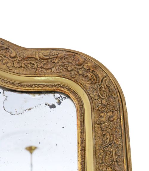 ANTIQUE 19TH CENTURY GILT OVERMANTLE MIRROR FINE QUALITY - ADDITIONAL PHOTO 3