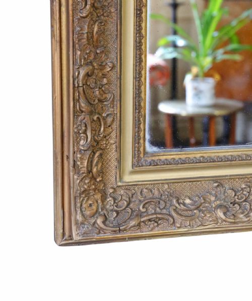 ANTIQUE 19TH CENTURY GILT OVERMANTLE MIRROR FINE QUALITY - ADDITIONAL PHOTO 4
