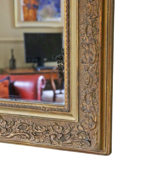 ANTIQUE 19TH CENTURY GILT OVERMANTLE MIRROR FINE QUALITY - ADDITIONAL PHOTO 5