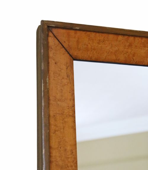 fig 1. Antique 19th Century Overmantle Mirror- Quality Birdseye Maple Frame